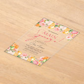 メインスクイズシトラスブライダルシャワーオレンジ アクリル招待状 (レイダウン)