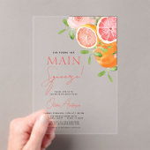 メインスクイズシトラスブライダルシャワーオレンジ アクリル招待状 (インサイチュ (ポータブル))