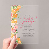 メインスクイズシトラスブライダルシャワーオレンジ アクリル招待状 (インサイチュ (ポータブル))