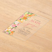 メインスクイズシトラスブライダルシャワーオレンジ アクリル招待状 (レイダウン)