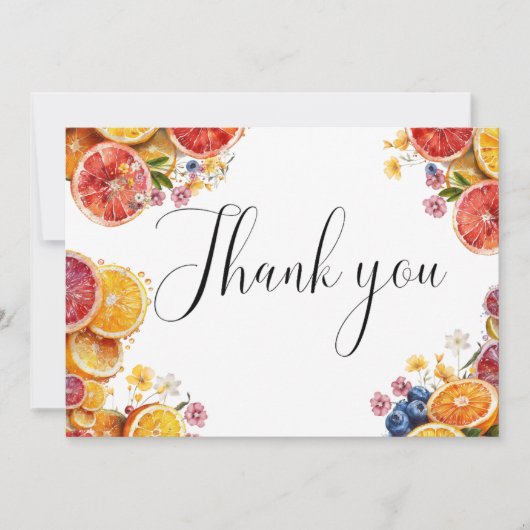 メインスクイズシトラスブライダルシャワーサンキューカード 案内状 (正面)