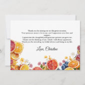 メインスクイズシトラスブライダルシャワーサンキューカード 案内状 (裏面)