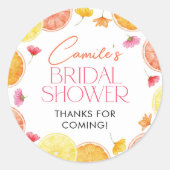 メインスクイズシトラスブライダルシャワーフレンチスティッカー ラウンドシール (正面)