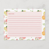 メインスクイズシトラスブライダルシャワーレシピカード ポストカード (裏面)