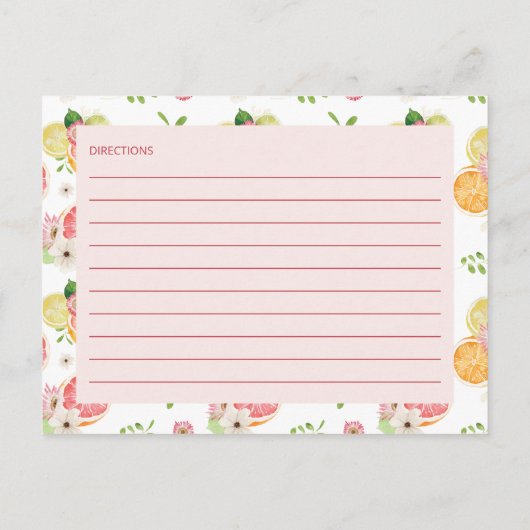 メインスクイズシトラスブライダルシャワーレシピカード ポストカード (裏面)