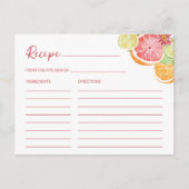 メインスクイズシトラスブライダルシャワーレシピカード ポストカード (正面)