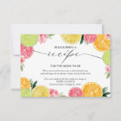 メインスクイズシトラスブライダルシャワーレシピ要求 招待状 (正面)