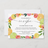 メインスクイズシトラスブライダルシャワーレシピ要求 招待状 (正面)