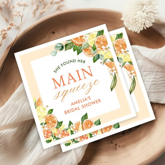 メインスクイズシトラスブライダルシャワー スタンダードカクテルナプキン