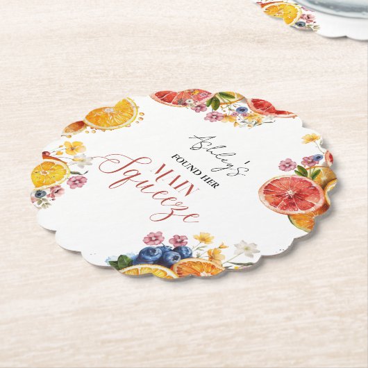 メインスクイズシトラスブライダルシャワー ペーパーコースター (アングル)