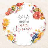 メインスクイズシトラスブライダルシャワー ペーパーコースター (正面)