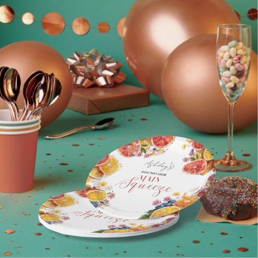 メインスクイズシトラスブライダルシャワー ペーパープレート (複数)