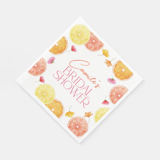 メインスクイズシトラスブライトフラワーズブライダルシャワー スタンダードランチョンナプキン (角)