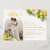 メインスクイズシトラスボホブライダルシャワー写真 箔招待状 (正面)