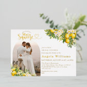 メインスクイズシトラスボホブライダルシャワー写真 箔招待状 (立ち正面)