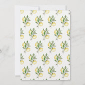 メインスクイズシトラスレモンウォーターカラーブライダルシャワー 招待状 (裏面)