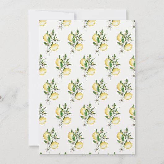 メインスクイズシトラスレモンウォーターカラーブライダルシャワー 招待状 (裏面)