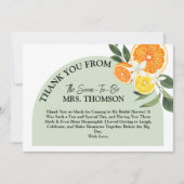 メインスクイズシトラスレモングリーナリーブライダルシャワー サンキューカード (正面)