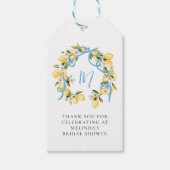 メインスクイズシトラスレモンモノグラムブライダルシャワー ギフトタグ (正面)