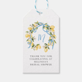 メインスクイズシトラスレモンモノグラムブライダルシャワー ギフトタグ