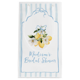 メインスクイズシトラスレモンモノグラムブライダルシャワー スモールペーパーバッグ