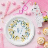 メインスクイズシトラスレモンモノグラムブライダルシャワー ペーパープレート (パーティー)