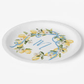 メインスクイズシトラスレモンモノグラムブライダルシャワー ペーパープレート (アングル)