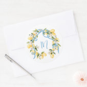 メインスクイズシトラスレモンモノグラムブライダルシャワー ラウンドシール (封筒)