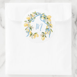 メインスクイズシトラスレモンモノグラムブライダルシャワー ラウンドシール