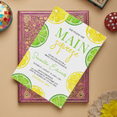 メインスクイズシトラスレモンライムブライダルシャワー 招待状