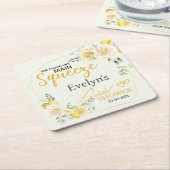 メインスクイズレモエレガントンフローラブライダルシャワー スクエアペーパーコースター (アングル)