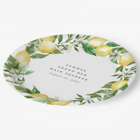 メインスクイズレモンをテーマにしたブライダルシャワー ペーパープレート (アングル)