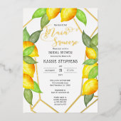 メインスクイズレモンイタリアンブライダルシャワー-金ゴールド 箔招待状 (正面)