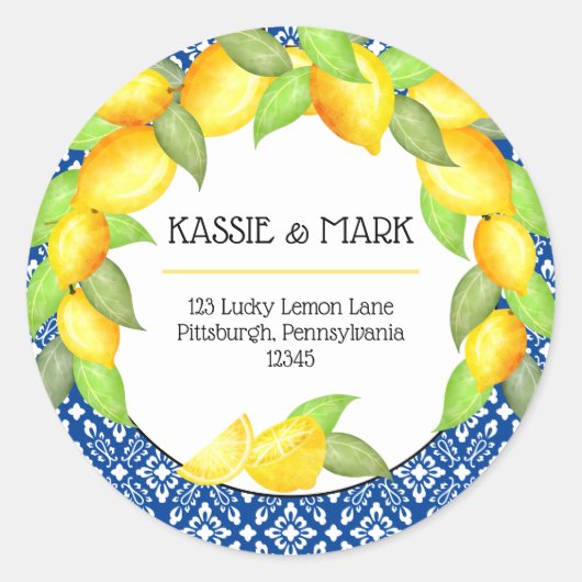 メインスクイズレモンイタリアン差出人住所 ラウンドシール (正面)