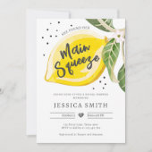メインスクイズレモンシトラスグリーンリーブライダルシャワー 招待状 (正面)
