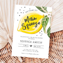 メインスクイズレモンシトラスグリーンリーブライダルシャワー