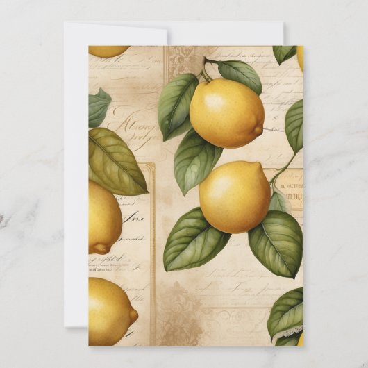 メインスクイズレモンシトラスブライダルシャワー 招待状 (裏面)