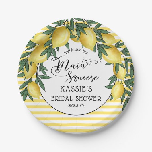 メインスクイズレモントロピカルブライダルシャワー紙 ペーパープレート (正面)