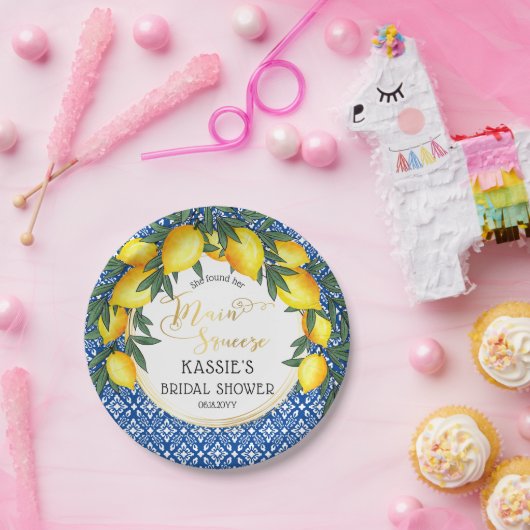 メインスクイズレモントロピカルブライダルシャワー紙 ペーパープレート (パーティー)