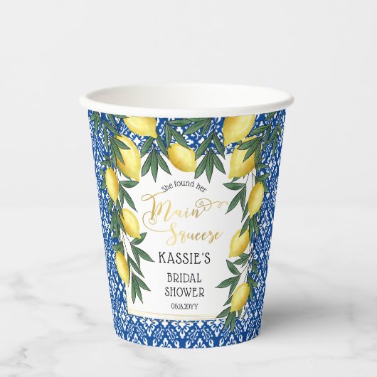 メインスクイズレモントロピカルブライダルシャワー 紙コップ (正面)