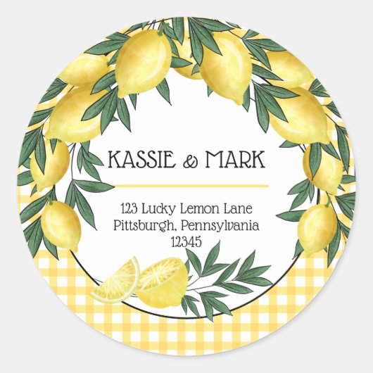 メインスクイズレモントロピカル差出人住所 ラウンドシール (正面)