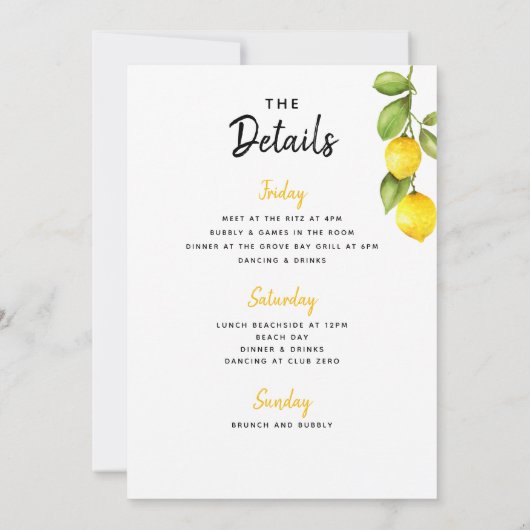 メインスクイズレモンバチェロレッテ週末旅行 招待状 (裏面)