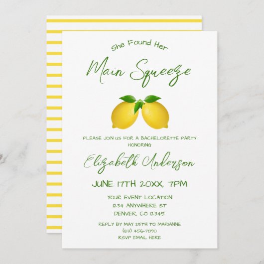 メインスクイズレモンバチェロレッテ 招待状 (正面/裏面)