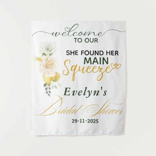 メインスクイズレモンバラブライダルシャワー背景 タペストリー (正面)