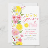 メインスクイズレモンフローラファースト誕生日 招待状 (正面)