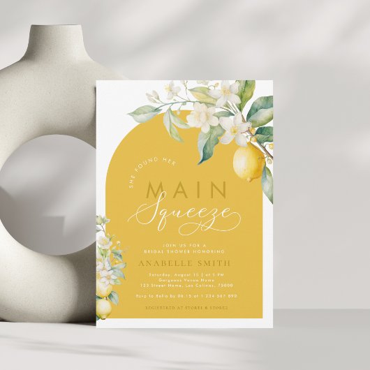メインスクイズレモンフローラ柑橘類ブライダルシャワー 招待状