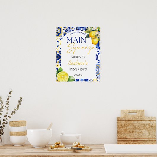 メインスクイズレモンブライダルシャワーウェルカムサイン ポスター (キッチン)