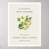 メインスクイズレモンブライダルシャワーウェルカムサイン ポスター (正面)