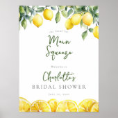 メインスクイズレモンブライダルシャワーウェルカムサイン ポスター (正面)