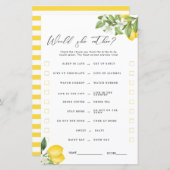 メインスクイズレモンブライダルシャワーゲーム (正面/裏面)